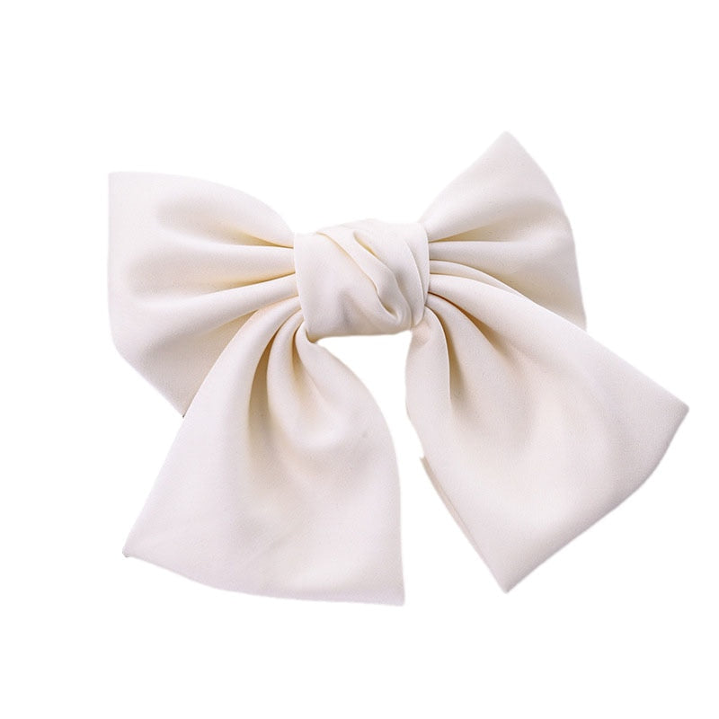 BISENMADE 2022 Bow Hairgrips Women Solid Color Hair Clips For Girls Sweet Cue Chiffon Bobby Pin Barrette Beautiful Accessories