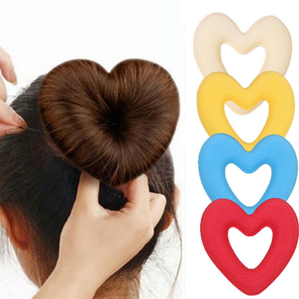 1PC Hair Donut Bun Heart Maker Hot Magic Foam Sponge Headwear Disk Hair Device Bun Updo Headbands Accessories Hair Tool