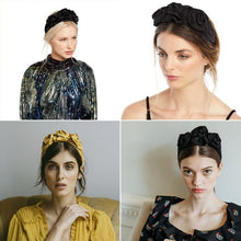 Load image into Gallery viewer, Levao Satin Flower Hair Bezel Hoop Triple Rosette Headband for Women Handmade Silk Flowers Hair Band Headbands Hair Accessories