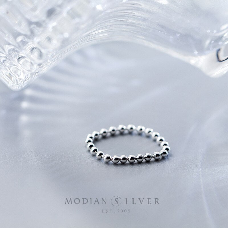 Modian Minimalist Glossy Beads Finger Ring for Women Authentic 925 Sterling Silver Ring Fashion Korea Style Fine Jewelry