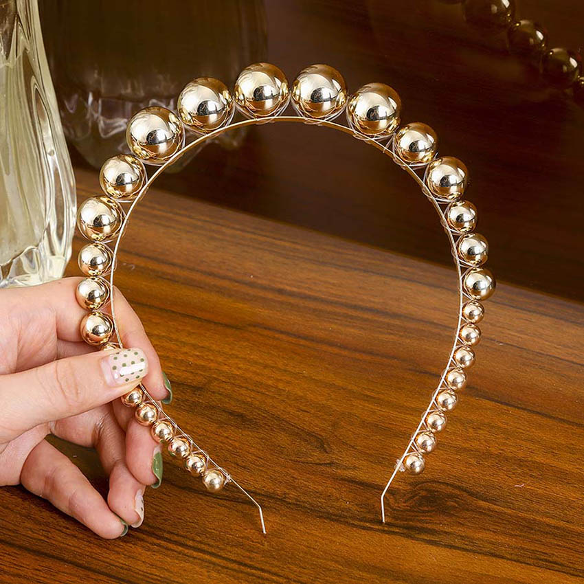 Levao Fashion Gold Pearl Hairband Beaded Headband for Women  New Big Pearls Beads Hair Hoop Hairbands Girls Hair Accessories