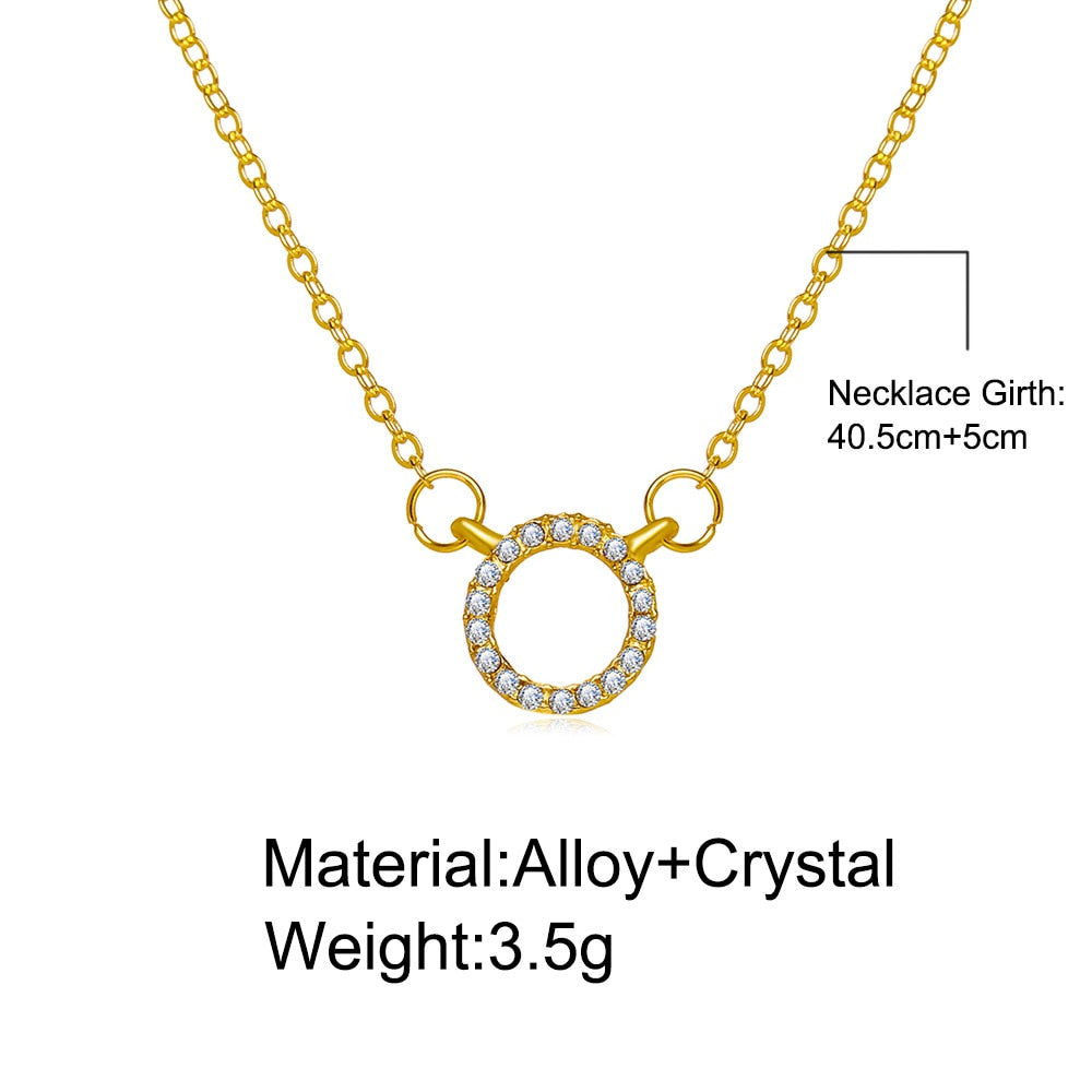 YWZIXLN 2022 Trend Elegant Jewelry Crystal Circle Pendant Necklace Golden Color Unquie Women Fashion Necklace Wholesale N0186
