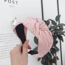 Load image into Gallery viewer, New Vintage Hairband Women Shining Hot Stamping Cloth Wide Side Center Knot Headband Adult Classic Hair Accessories