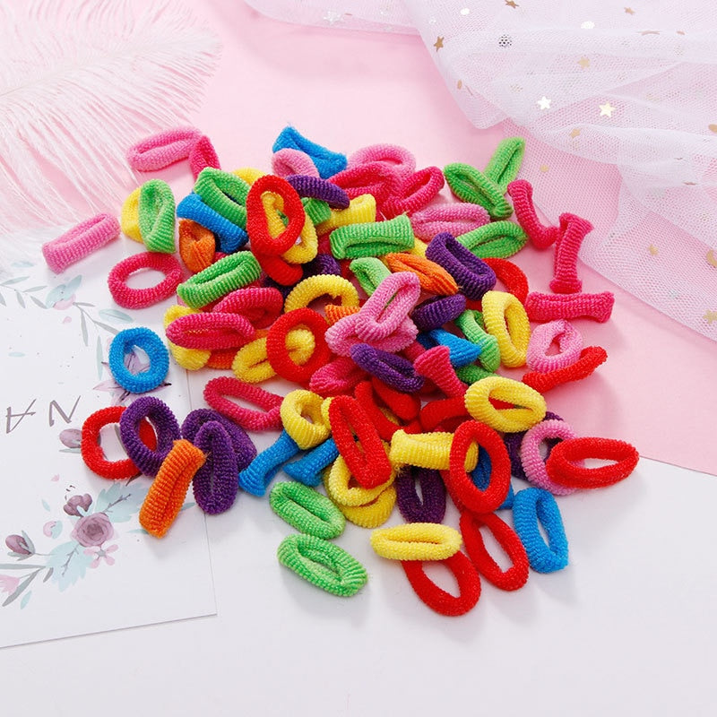 100PCS/Set 1.5cm Colorful Small Ring Elastic Hair Bands Hair Accessories Girls Cute Rubber Band Gum For Hair Scrunchies Headband