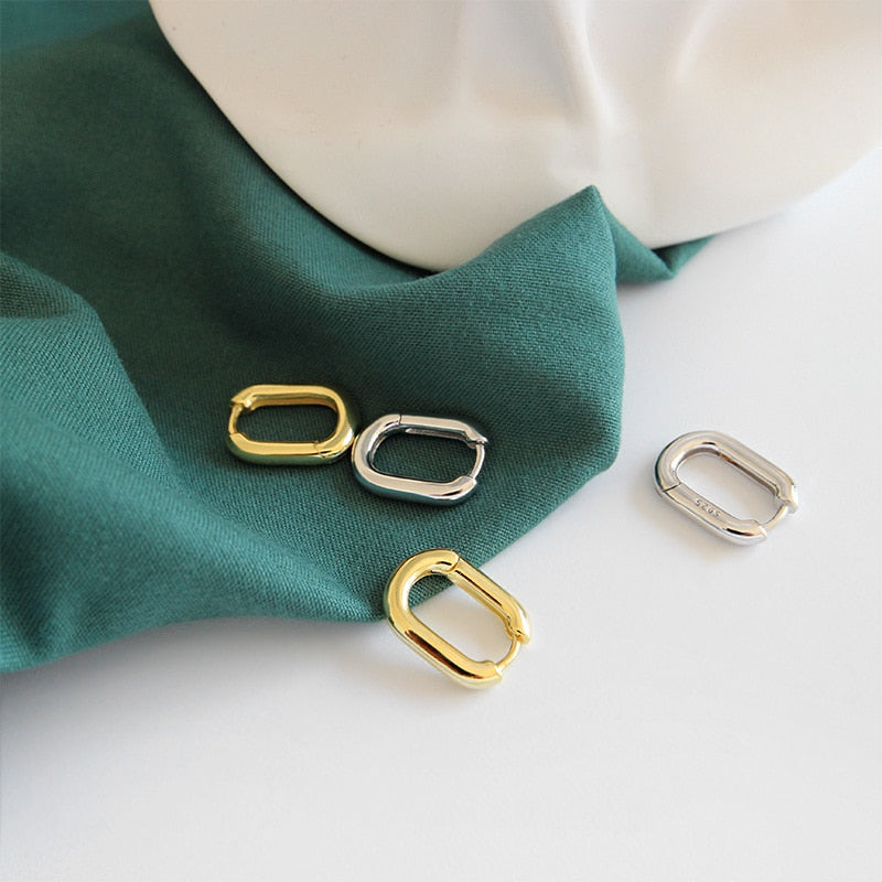 XIYANIKE Minimalist Silver Color  Stud Earrings Vintage Geometric Ellipse Handmade Earrings Party Accessories Jewelry Gift