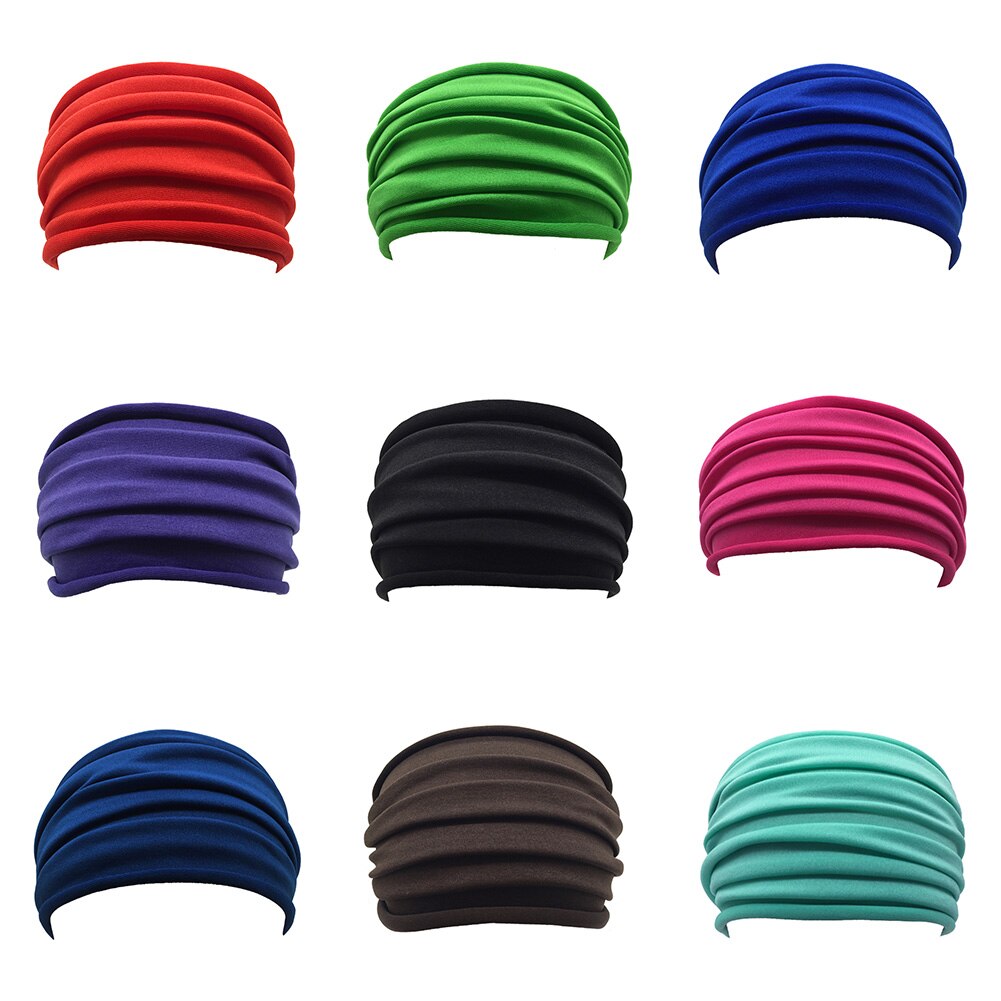 Fashion Elastic Soft Wide Headband Solid Color Hairbands Running Yoga Hair Band Women Tuban Head Wrap Scarf Hair Accessories
