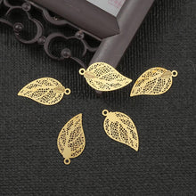 Load image into Gallery viewer, 10pcs Butterfly Wings DIY copper hollow leaves craft metal charm for DIY vintage necklace earring pins accessories