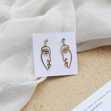 Load image into Gallery viewer, Fashion Abstract Face Line Crystal Drop Earrings for Women Simple Retro Figure Girl Portrait Female Pendant Earrings Gifts