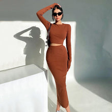 Load image into Gallery viewer, Graduation Gifts  Women long tees tops t shirt Top long Skirt two piece Set Hot Sexy Women Korean Two-piece Suit skirts sets HIEZ
