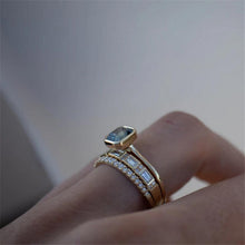 Load image into Gallery viewer, 3pcs Trendy Acid Blue Crystal Rings Set for Women Yellow Gold Color Female Wedding Rings Jewelry Accessories Gifts Wholesale