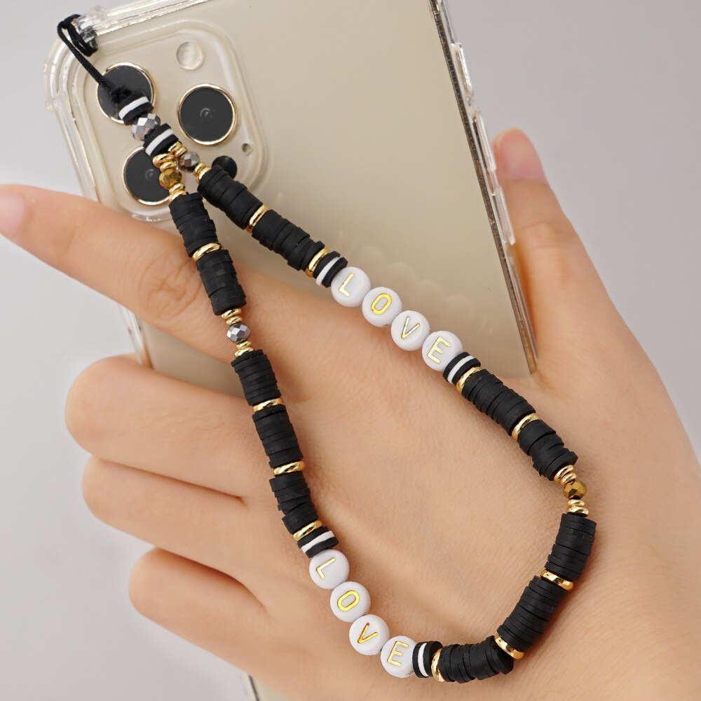 Shinus Mobile Strap Phone Chain for Couple Polymer Clay Beaded 2022 Evil Eye Charm Heishi Telephone Jewelry Anti-Lost Lanyard