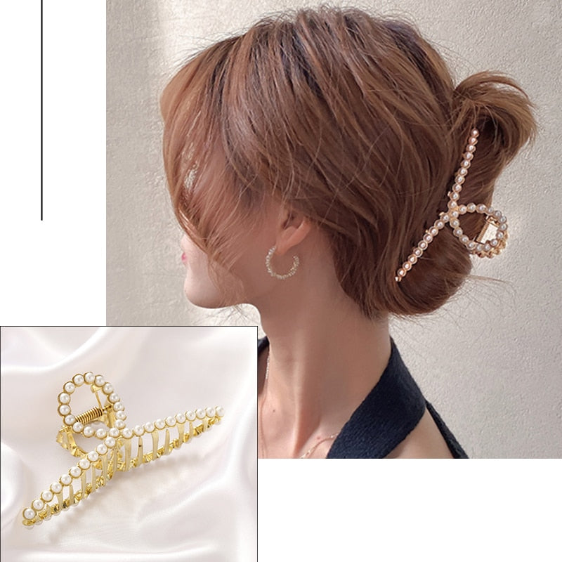 2022 New Women Elegant Gold Hollow Geometric Metal Hair Claw Vintage Hair Clips Headband Hairpin Hair Crab Hair Accessories