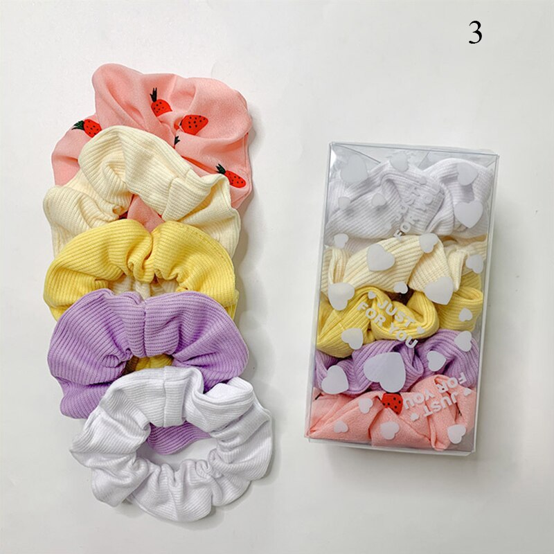 5Pcs/Pack Floral Print Girls Silky Scrunchie Set Women Elastic Hair Bands Hair Ties Gum Hair Accessories Headwear 2022 Scrunshie