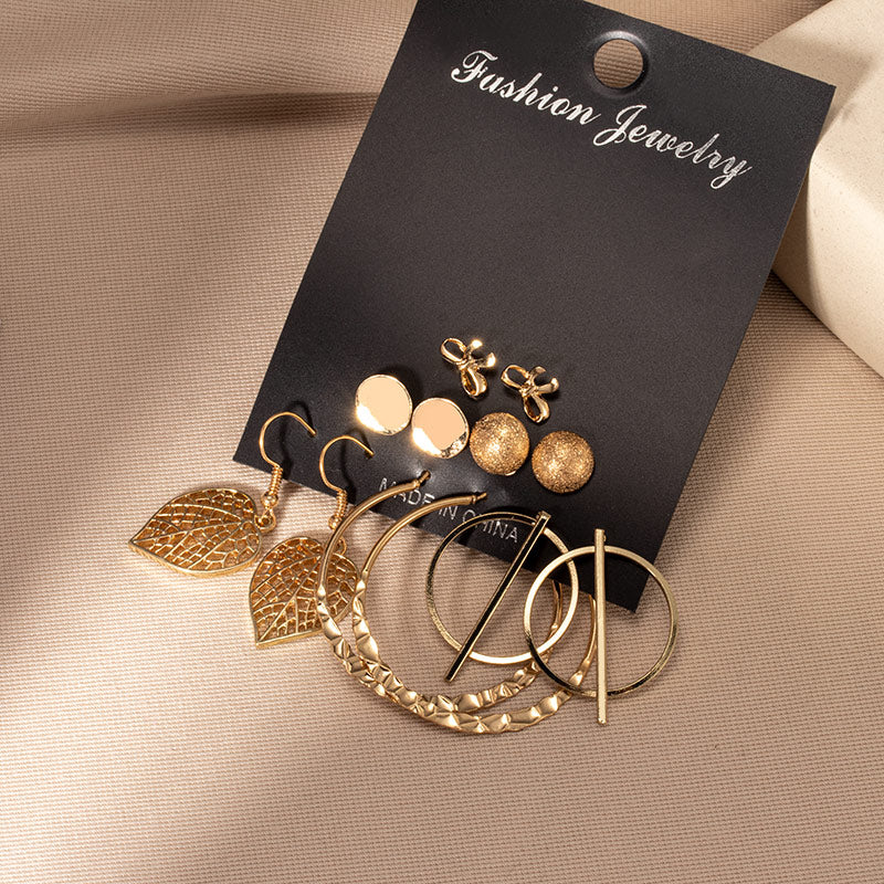 Women&#39;s Earrings Set Retro Korean Geometric Stud Earrings for Women Korean Gold Small Metal Pearl Earring 2022 Trend Jewelry
