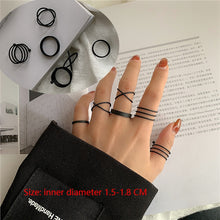 Load image into Gallery viewer, New Punk Finger Rings 6pcs/set Minimalist Smooth Gold/Black Geometric Metal Rings for Women Girls Party Jewelry bijoux femme