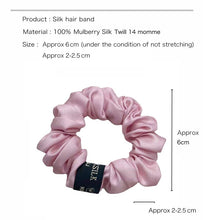 Load image into Gallery viewer, 2022 New 100 Pure Mulberry Twill Silk Large Tie Hair Silk Simple Pure Color Retro Hair Bands for Women Hair Tie Rope Accessories