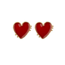 Load image into Gallery viewer, 2022 New Design Red Heart Stud Earring Women Metal Gold Color Eye Heart Lips Wedding  Statement Earrings Fashion Party Jewelry