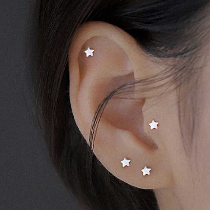1Pcs Stainless Steel Mini Stud Earrings Heart Star Moon Cross Butterfly Snake Helix Cartilage Tragus Lobe Ear Piercing Jewelry