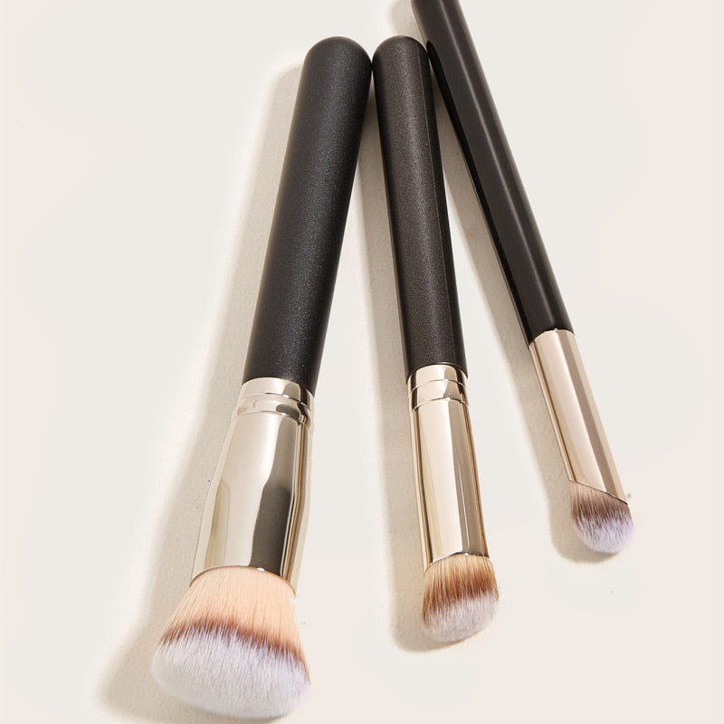 3PCS Black Wood Makeup Brushes Set Magic Traceless Foundation Brush Profession Concealer Fluffy Concealer Contour Makeup Tool