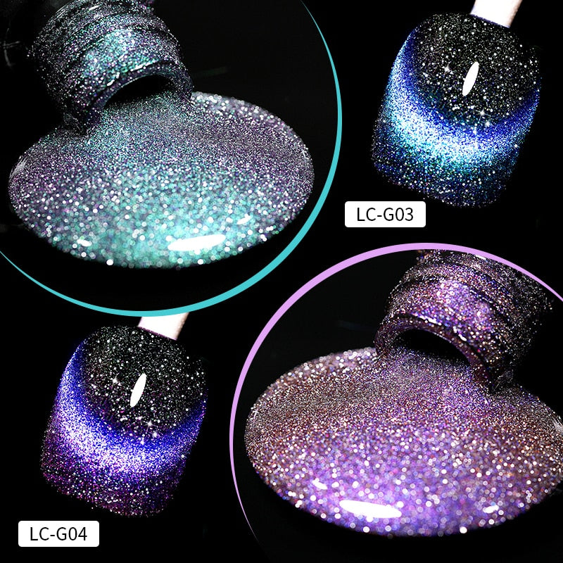 LILYCUTE 7ml 9D Reflective Cat Magnetic Gel Nail Polish Glitter Vernis Semi Permanent Soak Off Magnetic UV Gel Nail Art Gel