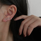 2022 Korea Silver Color metal Geometric Heart Ear Cuff Stackable Simple C-shape Ear Clip Earrings for Women Aesthetic Jewelry