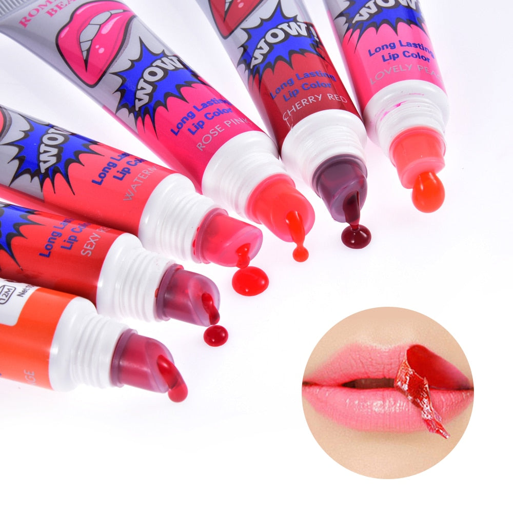 Amazing 6 Colors Peel Off Liquid Lipstick Waterproof Long Lasting Lip Gloss Mask Moisturizer Makeup Tear Pull Lip Lint Cosmetic