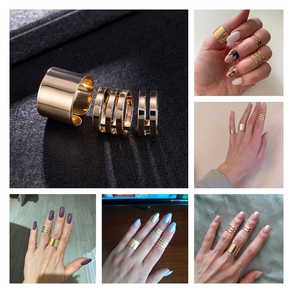 3 Pcs Punk Gold Rings Female Anillos Stack Plain Band Midi Mid Finger Knuckle Rings Set for Women Anel Rock Jewelry
