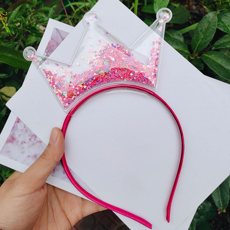 2pcs Trendy  Bling Crown Hair Band Shiny Sequins Princess Headband for Girls Lovely Hair Accessories For Kids Headwear