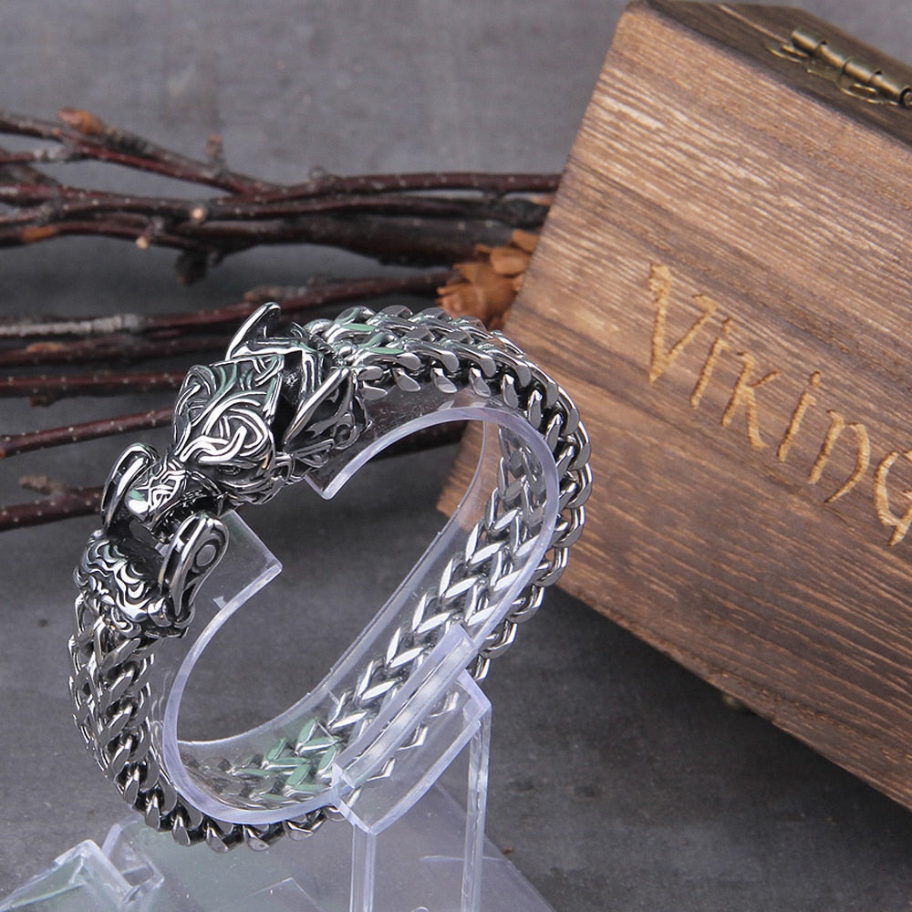 Viking Ouroboros vintage punk bracelet for men stainless steel fashion Jewelry hippop street culture