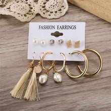 Load image into Gallery viewer, 17KM Vintage Geometric Gold Metal Earrings Set For Women Punk Pearl Dangle Drop Earrings 2022 Trend Set of Earrings Jewelry