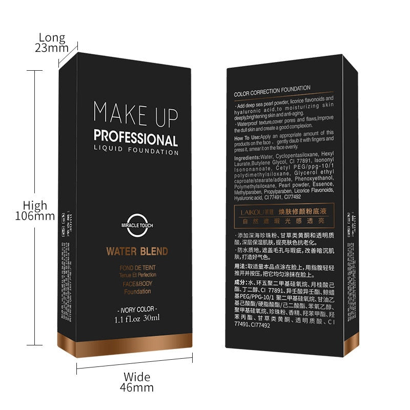 Face Foundation Cream Waterproof Long-lasting Concealer Oil Liquid Professional Makeup Matte Base Make Up Cosmetics Maquiagem