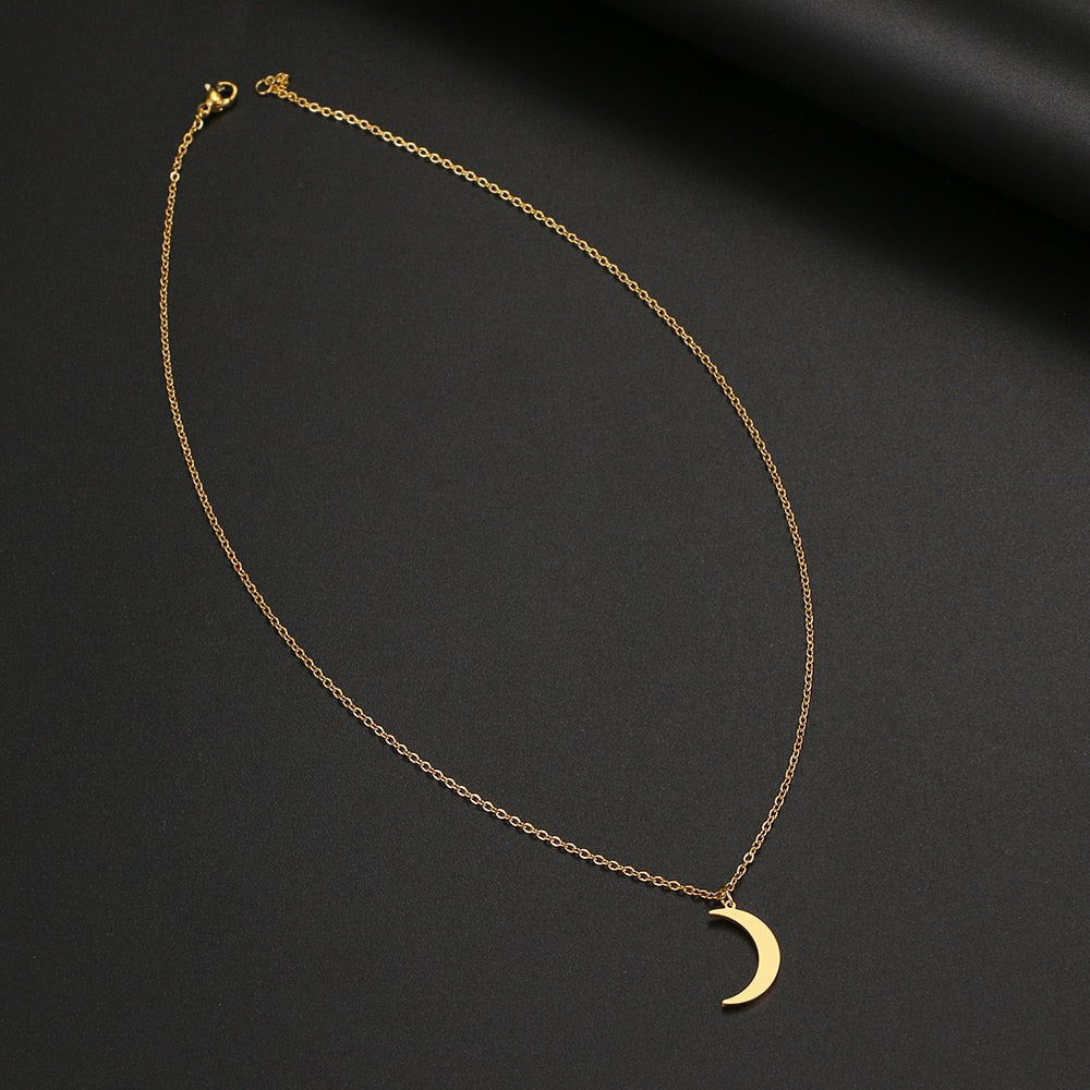 Stainless Steel Necklace New Fashion Moon Chain Pendant Simplicity Necklaces For Women Jewelry Accessories Party Charm Gifts