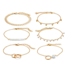 Load image into Gallery viewer, Tocona Bohemian Gold Tassel Bracelets for Women Boho Jewelry Geometric Leaves Beads Layered Hand Chain Charm Bracelet Set 9143