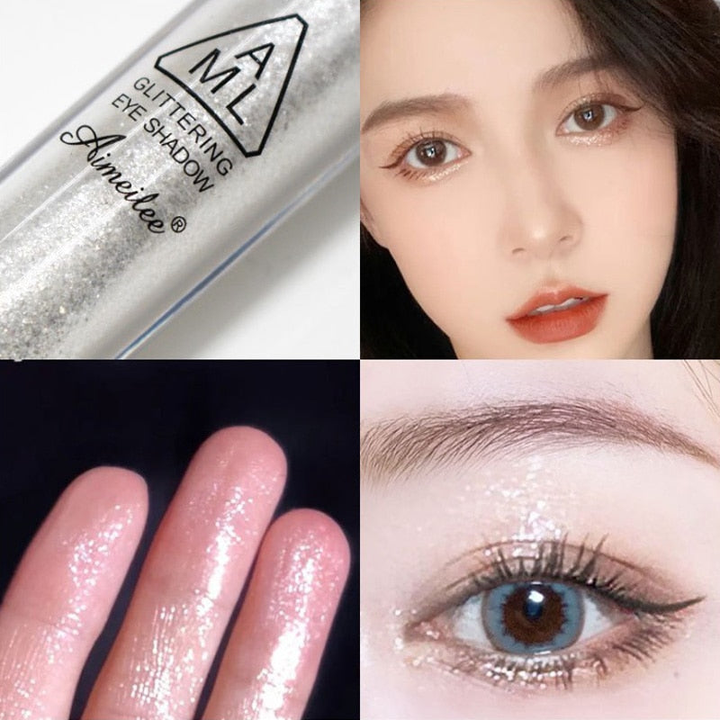 1pcs Pearlescent Shiny Eyeshadow Waterproof Long Lasting Diamond Glitter Liquid Eye Shadow Makeup Highlighter Pigment Cosmetics