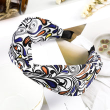 Load image into Gallery viewer, AWAYTR Flower Print Folds Headband Bezel Turban Elastic Scrunchies for Women Bow Hairband Girls Hair Accessories Jewelry Bands