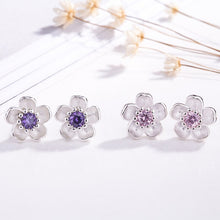 Load image into Gallery viewer, QMCOCO Silver Color Handmade Flower Crystal Stud Earrings For Women Multi-Color Charm Zircon Small Ear Hoops Jewelry
