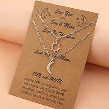 Load image into Gallery viewer, Charm Moon Sun Couple Necklace Stainless Steel Hollow Butterfly Heart Pendant Link Chain Necklace For Women Men Family Jewelry