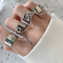 Load image into Gallery viewer, Sindlan Punk Geometric Silver Color Chain Wrist Bracelet for Men Ring Charm Set Couple Emo Fashion Jewelry Gifts Pulsera Mujer