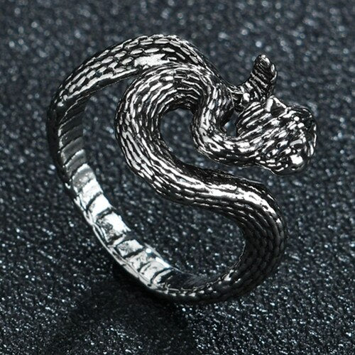 Rings for Men Women Punk Goth Snake Ring Exaggerated Black Plated Gothic Adjustable Party Gift Jewelry Mujer Bijoux
