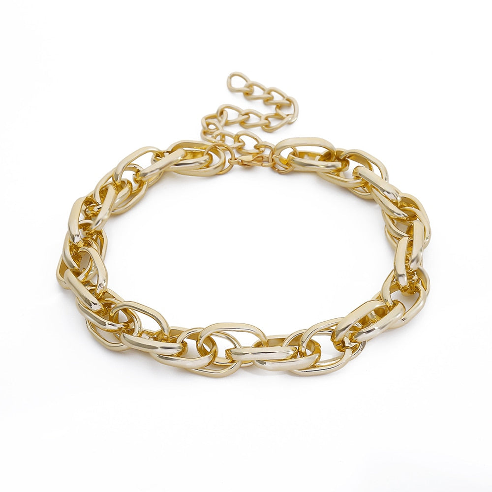 Punk Chain Choker Necklace Collar Statement Hip Hop Big Chunky Aluminum Gold Color Thick Chain Necklace Women Jewelry