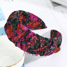 Load image into Gallery viewer, AWAYTR Flower Print Folds Headband Bezel Turban Elastic Scrunchies for Women Bow Hairband Girls Hair Accessories Jewelry Bands
