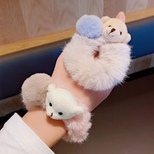 Load image into Gallery viewer, Cute Bear Furry Elastic Hair Bands Korean Lovely Colorful Headbands Rope Tie Holder For Women Girls Fur Hair Accessories