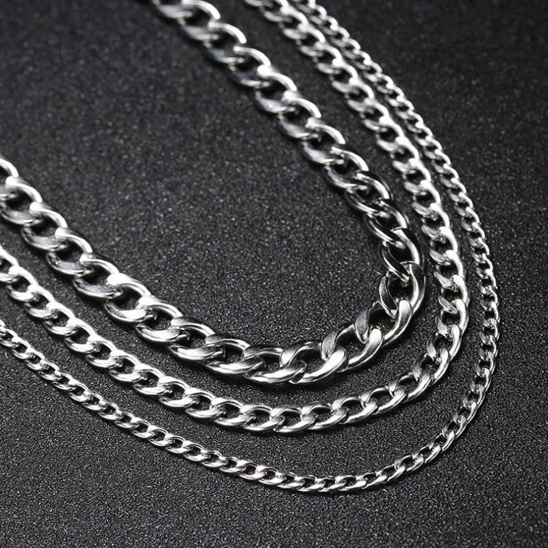 Stainless Steel Chain Necklace Long Hip Hop for Women Men on The Neck Fashion Jewelry Gift Accessories Silver Color Choker