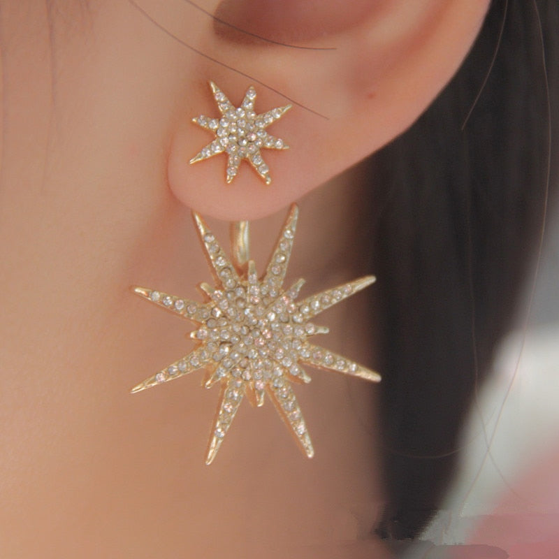 Shiny Star Hanging One Piece Earrings for Women Statement Fashion Funny Female Earring Sparkle Crystal Star Geometry Jewelry Za