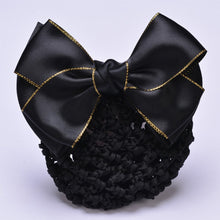 Load image into Gallery viewer, New Floral Lace Satin Bow Hair Net Barrette Bank Staff Flight Attendant Nurses Satin Hair Clip Net Snood Women Hair Accessories