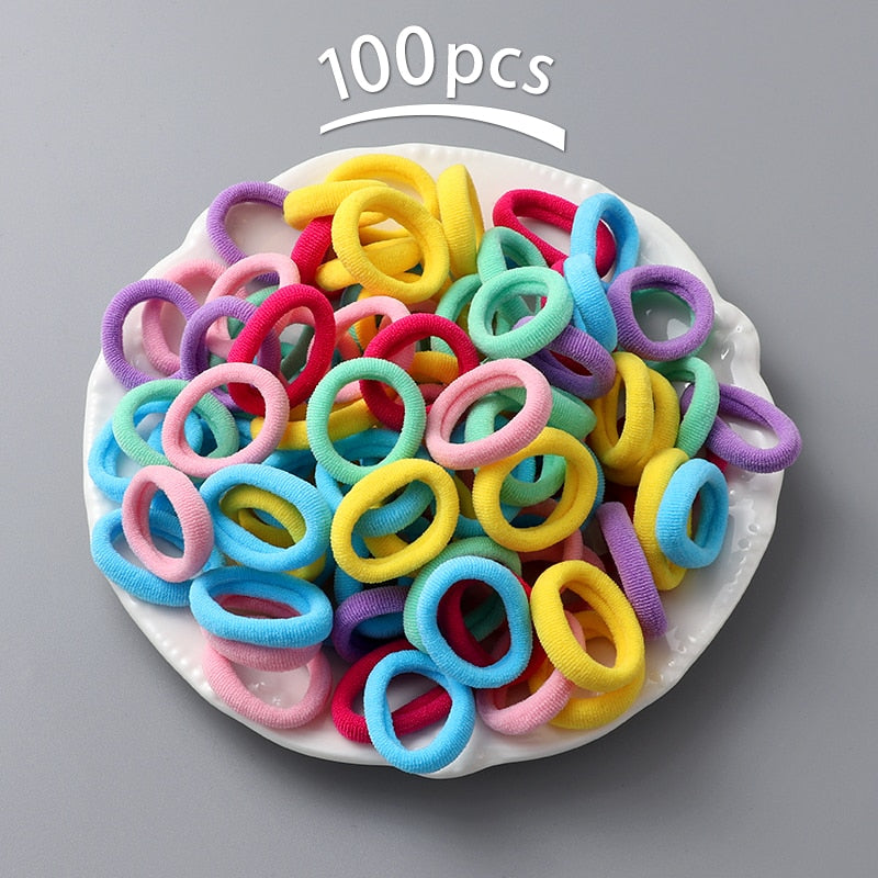New 100pcs/lot Hair bands Girl Candy Color Elastic Rubber Band Hair band Child Baby Headband Scrunchie Hair Accessories for hair
