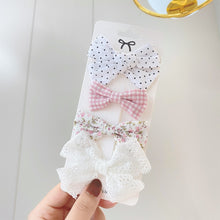 Load image into Gallery viewer, 4Pcs/Set Floral Hair Clip Set Girl Cute Bow Flower Lace Trimming Headwear Cartoon Hair Clips Hairpin Headdress Hair Accessories