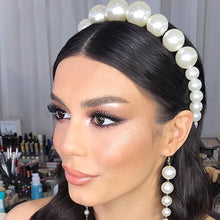 Load image into Gallery viewer, Oversize Large Ivory white Pearl Headband Full Pearl Women Hair Band Crown Trendy Bridal Headwear Hair Accessories