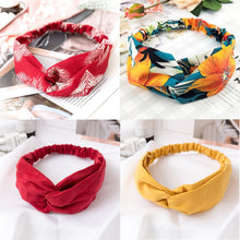 Load image into Gallery viewer, Women Cross Solid color Hair Bands Girls Print Flower Headbands Fashion Turban Make up Hair Accessories FD127