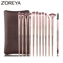 Load image into Gallery viewer, ZOREYA 12pcs professional Makeup Brushes Black Color Eye Shadow Make Up Brush Set Blending Eyeliner Brow Small Fan Cosmetic Tool